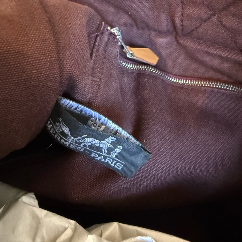 Hermes Burgundy Fourre Tout Canvas Bag - Picture 5 of 5